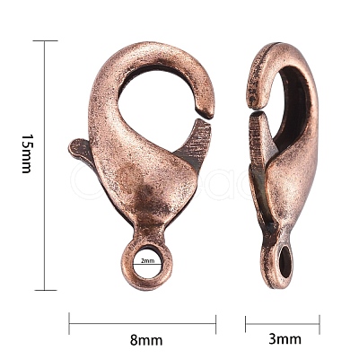 Red Copper Brass Lobster Claw Clasps X-KK-903-R-NF-1