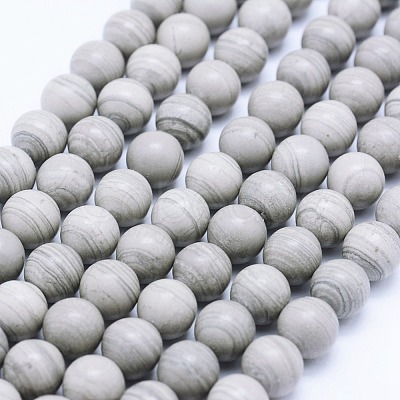 Natural Silver Line Jasper Beads Strands G-F531-8mm-O-1