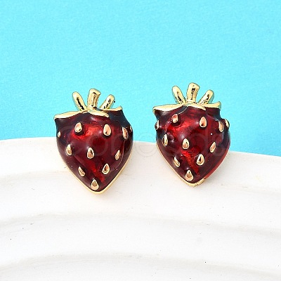 Brass Enamel Stud Earrings EJEW-F372-01A-G-1