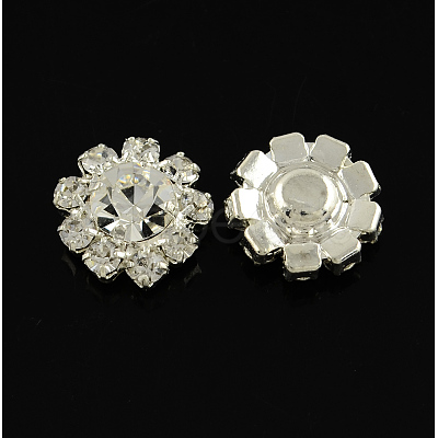 Shining Garment Accessories Flower Brass Grade A Rhinestone Findings Cabochons RB-S022-01-1
