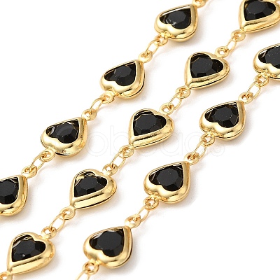 Heart Handmade Brass Glass Link Chains CHC-M024-04G-01-1
