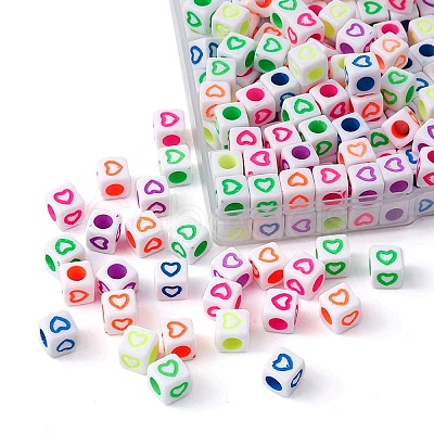 210Pcs 6 Colors Opaque White Acrylic European Beads MACR-YW0002-75A-1