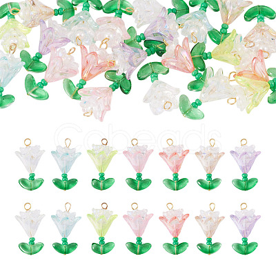 Transparent Acrylic Flower Pendants PALLOY-TADJ00011-1