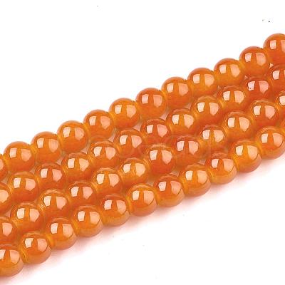 Baking Paint Imitation Jade Glass Round Bead Strands DGLA-Q021-6mm-12-1