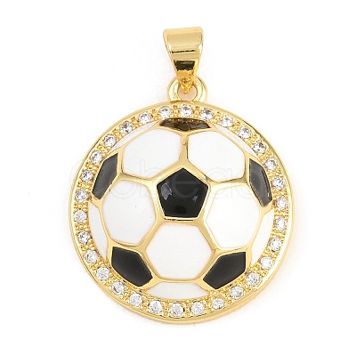 Football Brass Micro Pave Cubic Zirconia Pendants KK-A297-09K-G-1