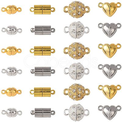 20 Bags 4 Styles 2 Colors Brass & Alloy Magnetic Clasps with Loops KK-FS0002-01-1