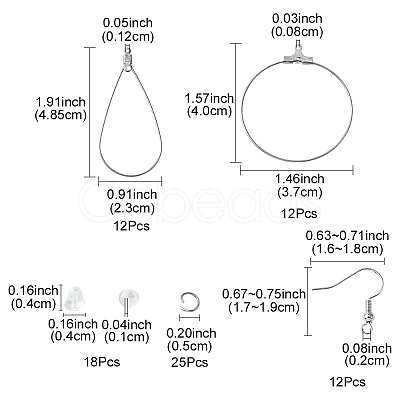 75Pcs 5 Styles 304 Stainless Steel Wire Pendants FIND-FS0002-25-1