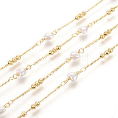 3.28 Feet Brass Handmade Beaded Chain X-CHC-I031-01G-1