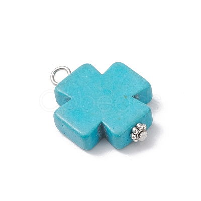 Dyed Synthetic Turquoise Pendants PALLOY-JF04586-1