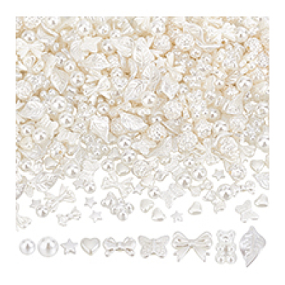 400Pcs 10 Styles ABS Plastic Imitation Pearl Beads KY-PH0002-06-1
