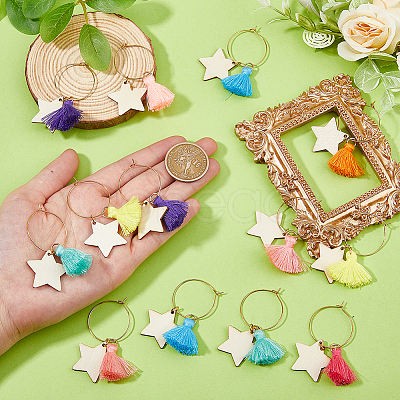 6 Sets Brass Wine Glass Charms Set AJEW-HY0001-48-1