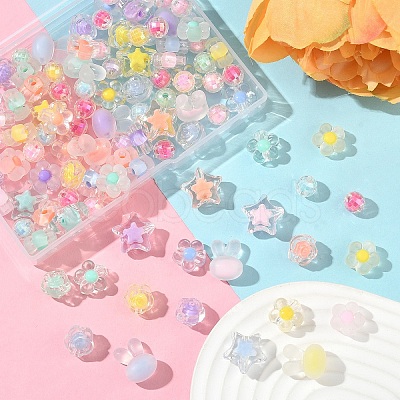 60G 6 Styles Transparent Acrylic Beads Sets TACR-YW0002-51-1