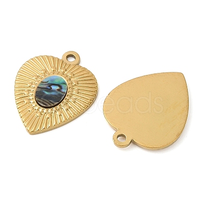 304 Stainless Steel Natural Paua Shell Pendants STAS-L288-06G-01-1