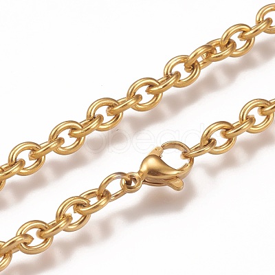 304 Stainless Steel Cable Chain Necklaces NJEW-H203-01G-1