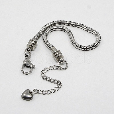 Tarnish Resistant 304 Stainless Steel European Round Snake Chains Bracelets LS-STAS-J015-08-1