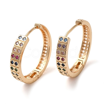 Brass Micro Pave Colorful Cubic Zirconia Hoop Earrings EJEW-M238-61KCG-1