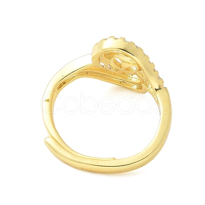 Heart Brass Micro Pave Cubic Zirconia Adjustable Ring Settings KK-K297-22G-1
