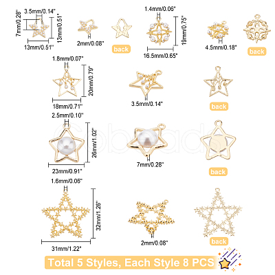 40Pcs 5 Style Alloy Pendants FIND-PH0004-11-1
