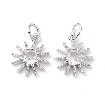 Brass Cubic Zirconia Charms ZIRC-C022-18P-1