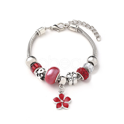 European Style Zinc Alloy Enamel & 201 Stainless Steel & Plastic & Rhinestone Charm Bracelets FS-WG22A2C-04-1