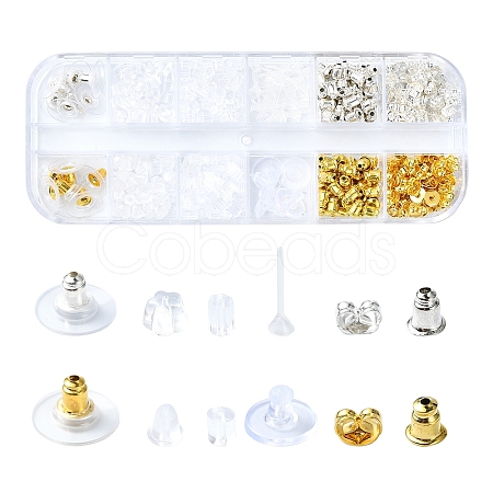 488Pcs 12 Styles Plastic Brass Ear Nuts FIND-YW0005-03-1