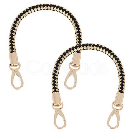 CutHollow 2Pcs Braided Round PU Leather Bag Straps Bag Handles FIND-CL0001-02C-1