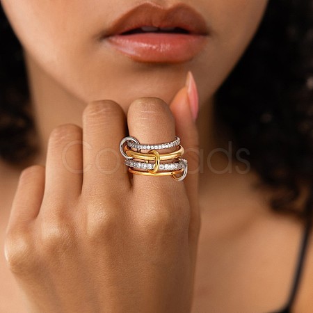 Brass Micro Pave Cubic Zirconia Finger Rings FS-WG6545E-08-1