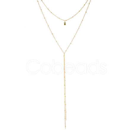 Fashionable Y-Set Double-layer Necklace - Simple and Elegant Beaded Tassel Sweater Chain for Women ST6153793-1
