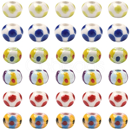 18Pcs 6 Colors Handmade Porcelain European Beads PORC-YW0001-87-1