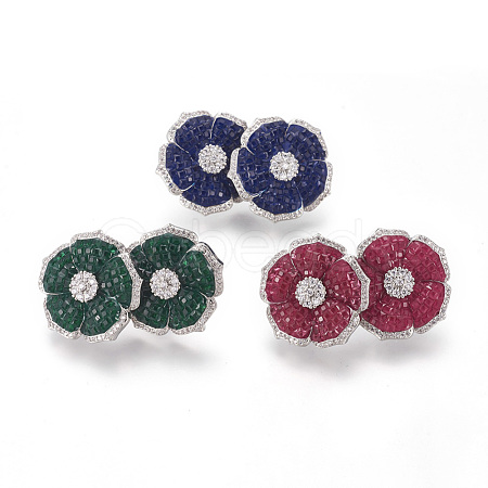 Brass Ear Studs EJEW-I221-01-1