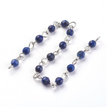 Handmade Natural Lapis Lazuli Beads Chains AJEW-JB00454-06-1