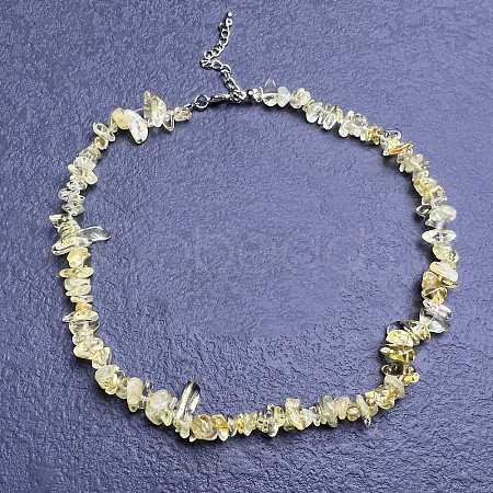 Natural Citrine Chip Beaded Necklaces for Women IW6789-59-1