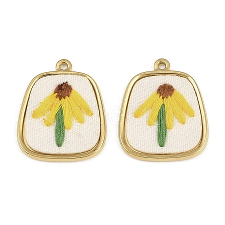 304 Stainless Steel & Embroidered Pendants SA-CBA1ED9-03G-1