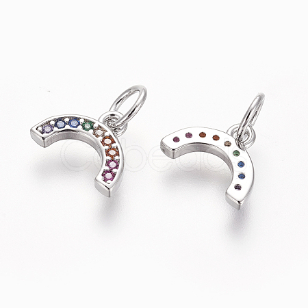 Brass Cubic Zirconia Charms ZIRC-E162-14P-1