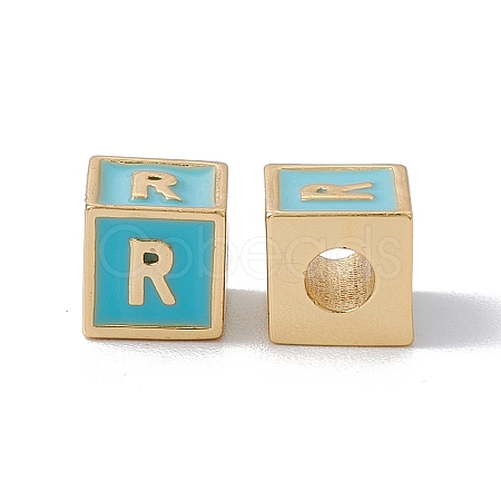 Rack Plating Brass Enamel Beads KK-B060-04G-06R-1