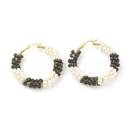 Porcelain Beads Braided Big Hoop Earrings for Women sgX1-EJEW-C003-01A-RS-1