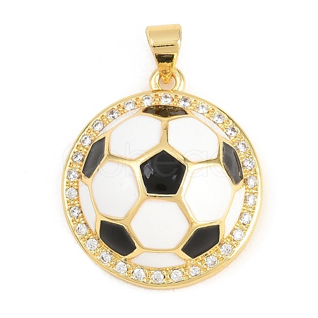 Football Brass Micro Pave Cubic Zirconia Pendants KK-A297-09K-G-1