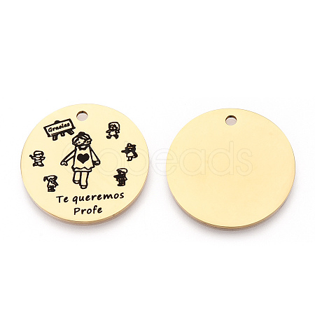 201 Stainless Steel Pendants STAS-T064-37G-14-1