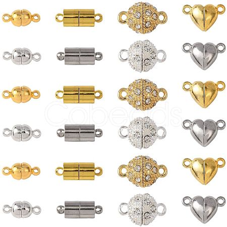 20 Bags 4 Styles 2 Colors Brass & Alloy Magnetic Clasps with Loops KK-FS0002-01-1