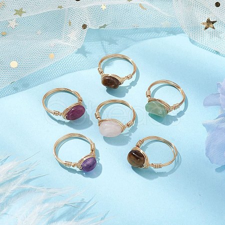 Nuggets Natural Gemstone Finger Rings RJEW-JR00696-1