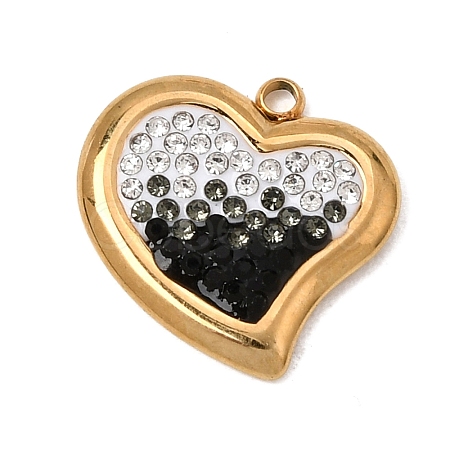 Gradient Color 304 Stainless Steel & Polymer Clay Pave Rhinestone Pendants SA-CBAA9A2-08G-01-1