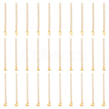 30Pcs 3 Style 304 Stainless Steel Curb Chain Extender STAS-UN0054-66-1