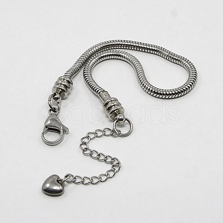 Tarnish Resistant 304 Stainless Steel European Round Snake Chains Bracelets LS-STAS-J015-08-1