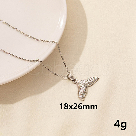 Stylish Ocean 304 Stainless Steel Fishtail Pendant Necklace for Women ZE1503-3-1