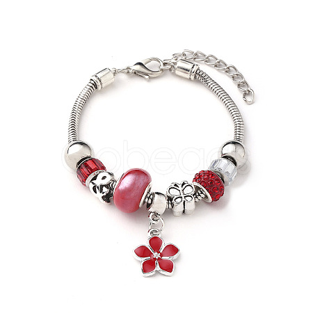 European Style Zinc Alloy Enamel & 201 Stainless Steel & Plastic & Rhinestone Charm Bracelets FS-WG22A2C-04-1
