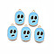 Alloy Enamel Pendants, Cadmium Free & Nickel Free & Lead Free, Light Gold, for Halloween, Skull, Light Sky Blue, 25x15x1.5mm, Hole: 1.8mm