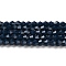 Opaque Solid Color Imitation Jade Glass Beads Strands, Faceted, Bicone, Prussian Blue, 4x4mm, Hole: 0.8mm, about 82~85pcs/strand, 12.01~12.2 inch(30.5~31cm)