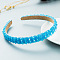 Bling Bling Glass Beaded Hairband, Party Hair Accessories for Women Girls, Deep Sky Blue, 12mm