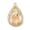 Brass with K9 Glass & Rhinestone Pendants KK-C024-10KCG-02-1