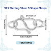 8Pcs 925 Sterling Silver S Shape Clasps STER-SC0001-18-2